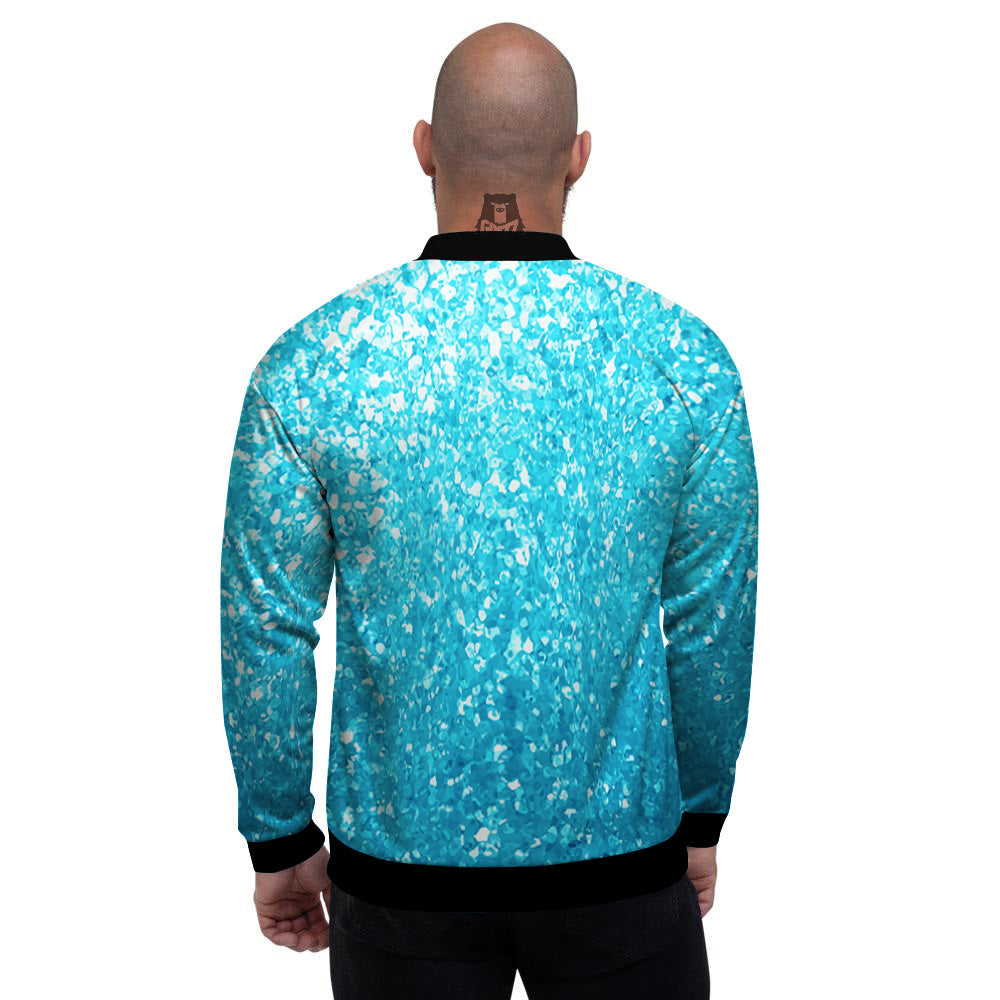 Artwork Blue Glitter Print Men's Bomber Jacket-grizzshop