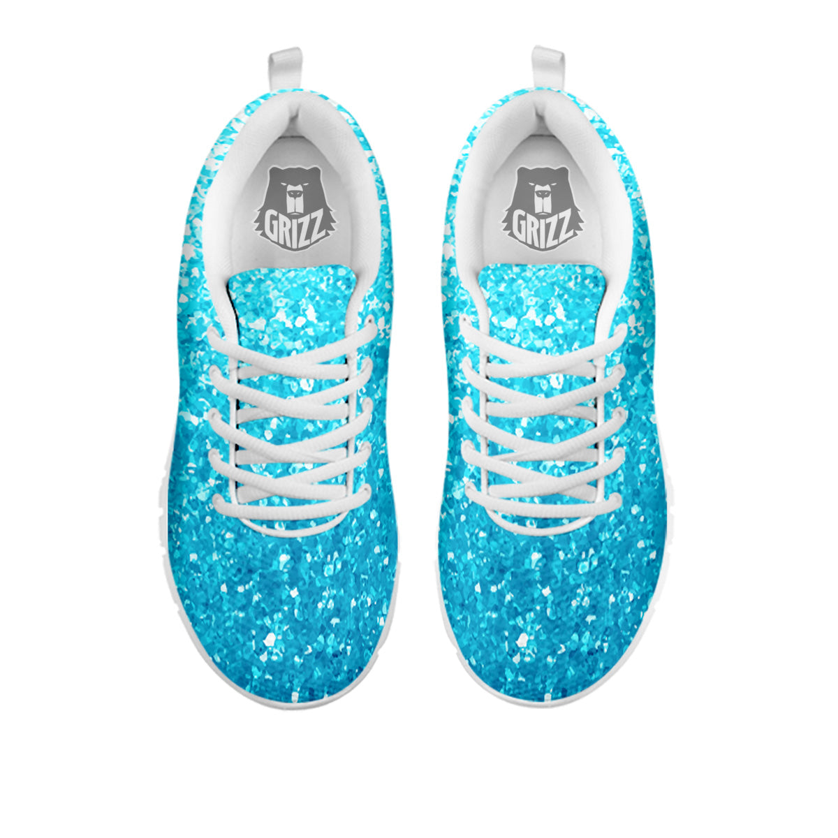 Artwork Blue Glitter Print White Sneaker-grizzshop