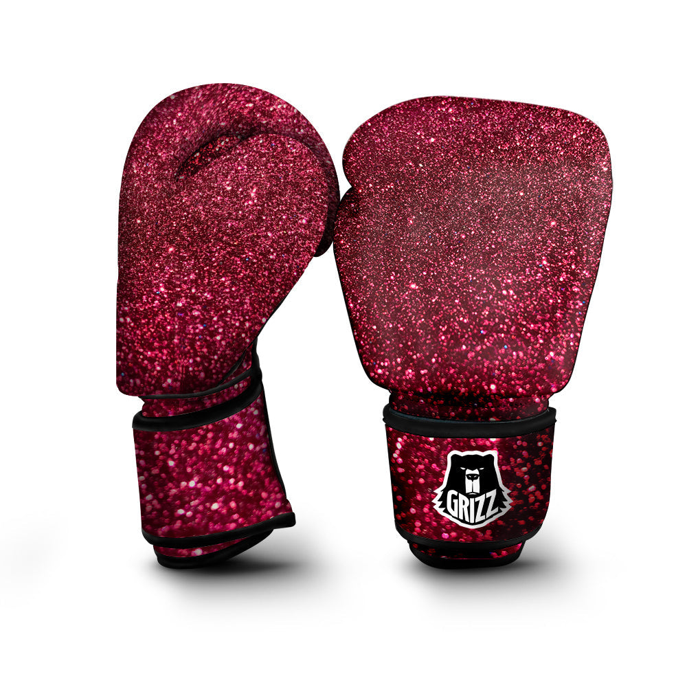 Artwork Burgundy Glitter Print Boxing Gloves-grizzshop