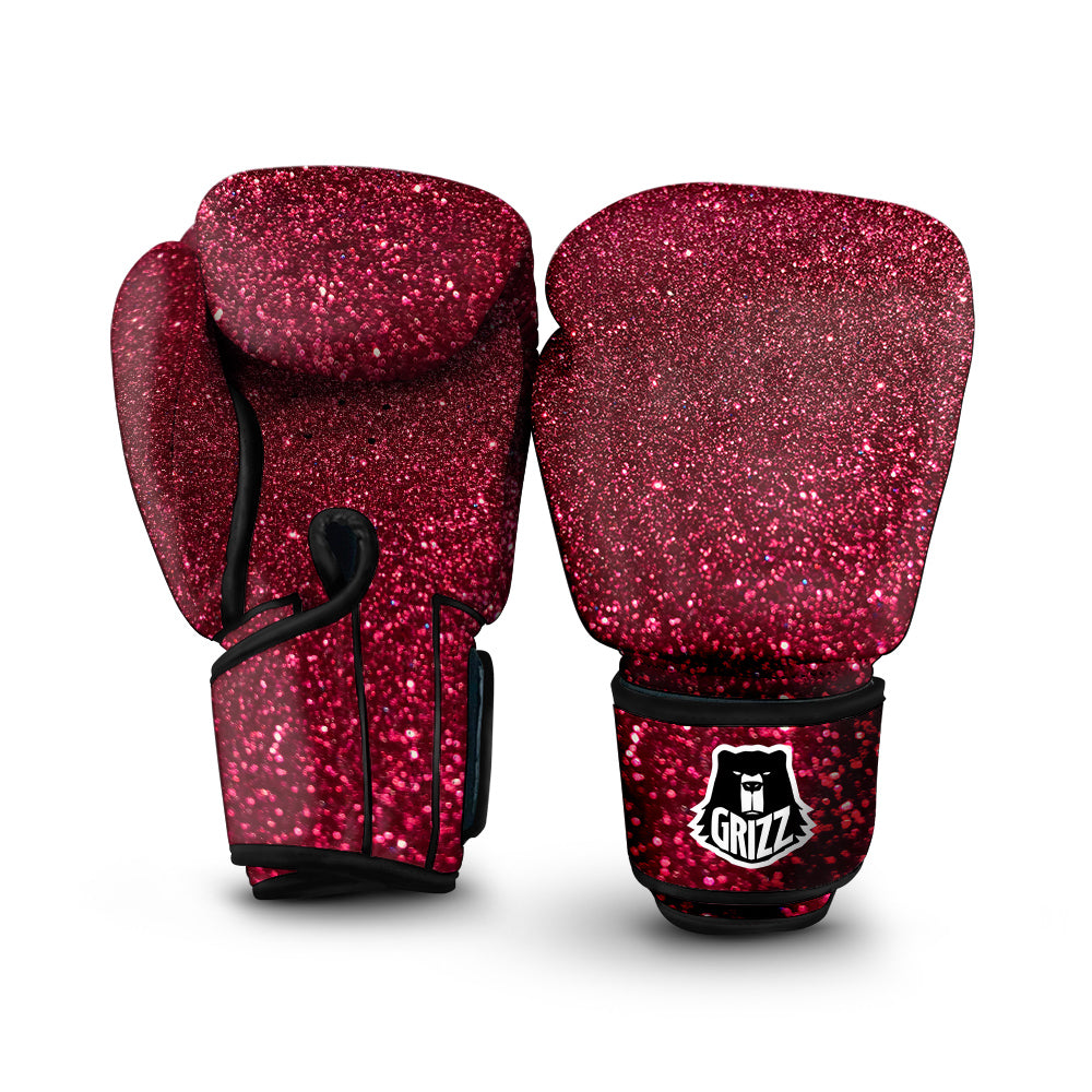 Artwork Burgundy Glitter Print Boxing Gloves-grizzshop