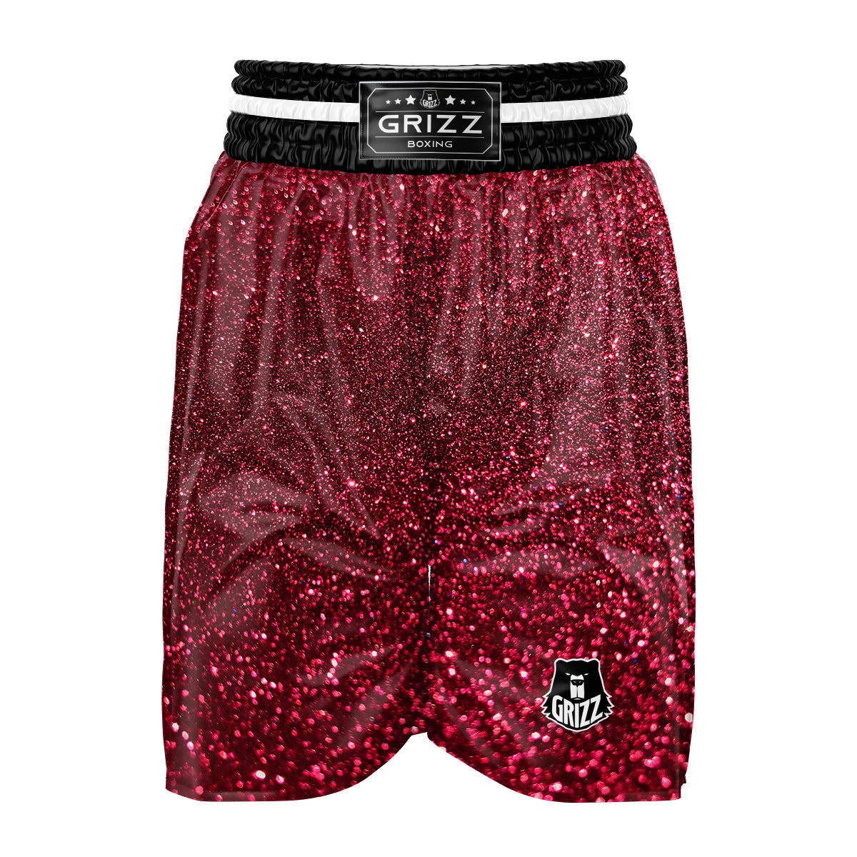 Artwork Burgundy Glitter Print Boxing Shorts-grizzshop