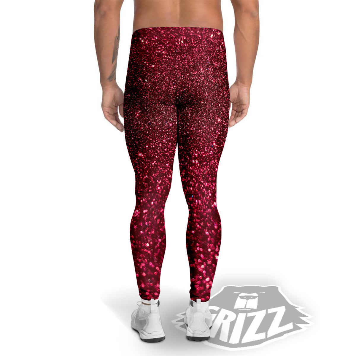 Artwork Burgundy Glitter Print Men's Leggings-grizzshop