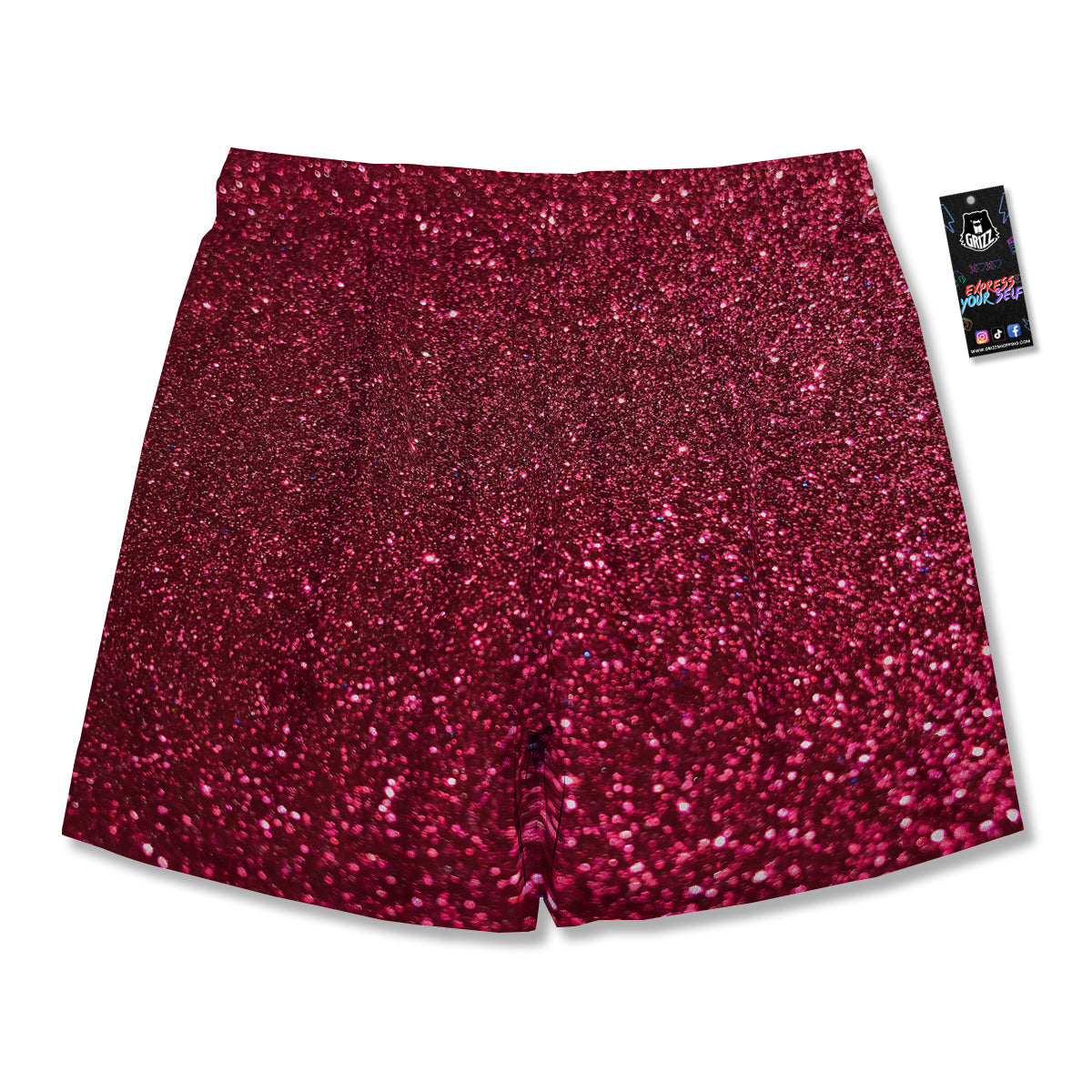 Artwork Burgundy Glitter Print Men's Running Shorts-grizzshop