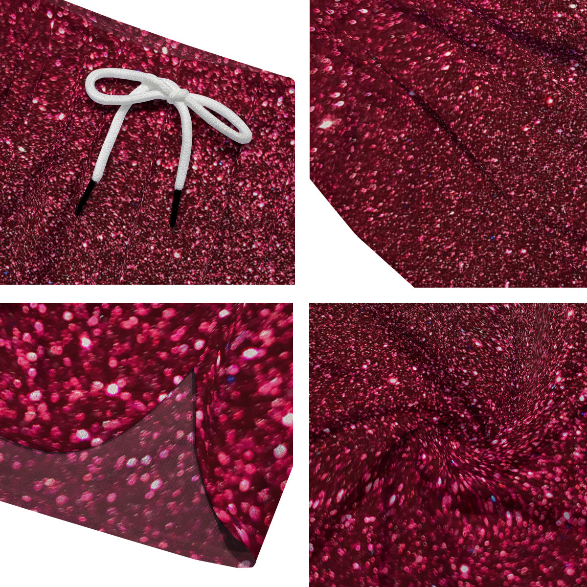 Artwork Burgundy Glitter Print Men's Running Shorts-grizzshop