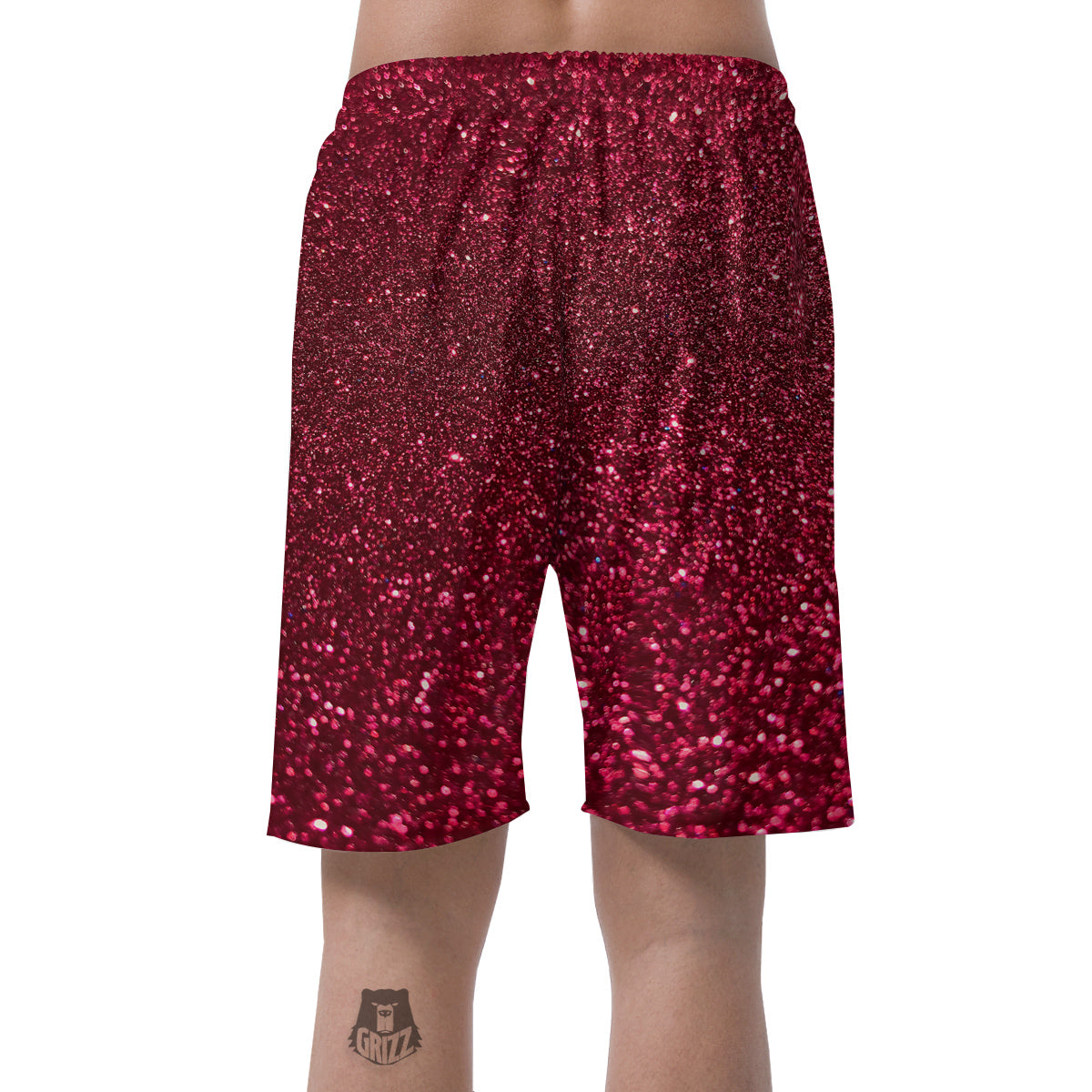 Artwork Burgundy Glitter Print Men's Shorts-grizzshop