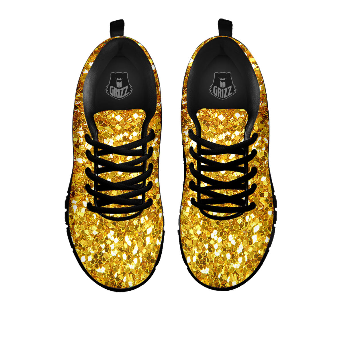 Artwork Glitter Gold Print Black Sneaker-grizzshop