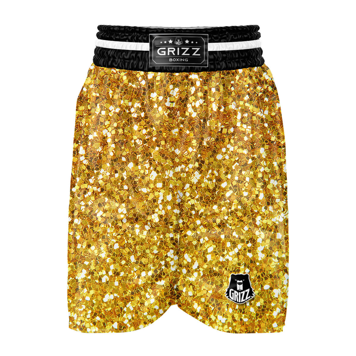 Artwork Glitter Gold Print Boxing Shorts-grizzshop