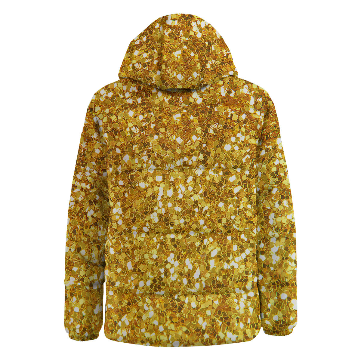 Artwork Glitter Gold Print Down Jacket-grizzshop