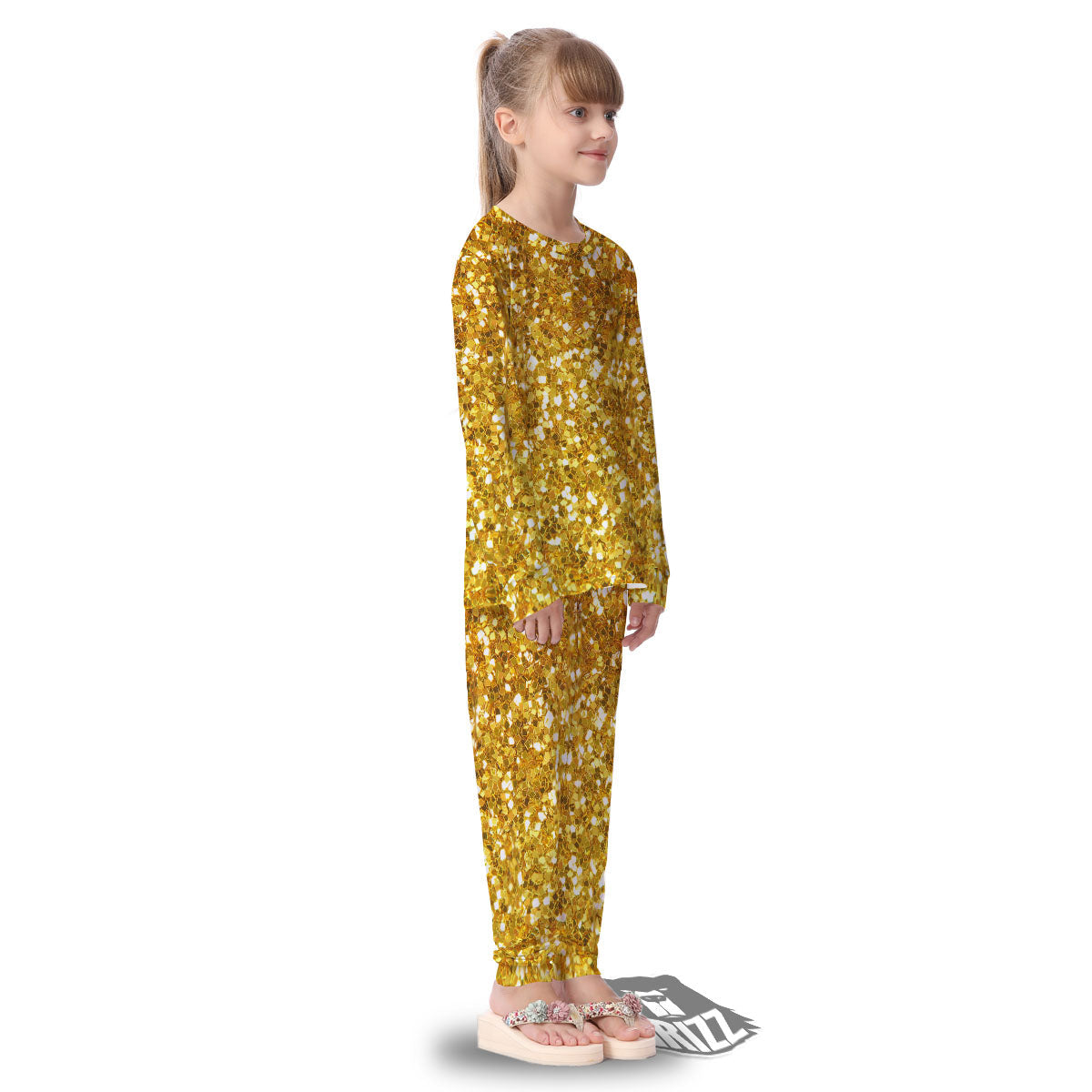 Artwork Glitter Gold Print Kid's Pajamas-grizzshop