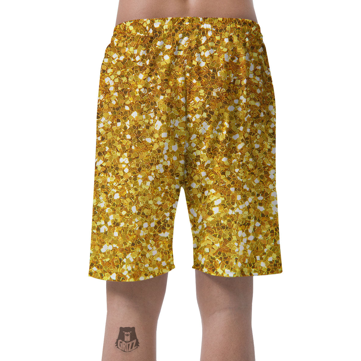 Artwork Glitter Gold Print Men's Shorts-grizzshop