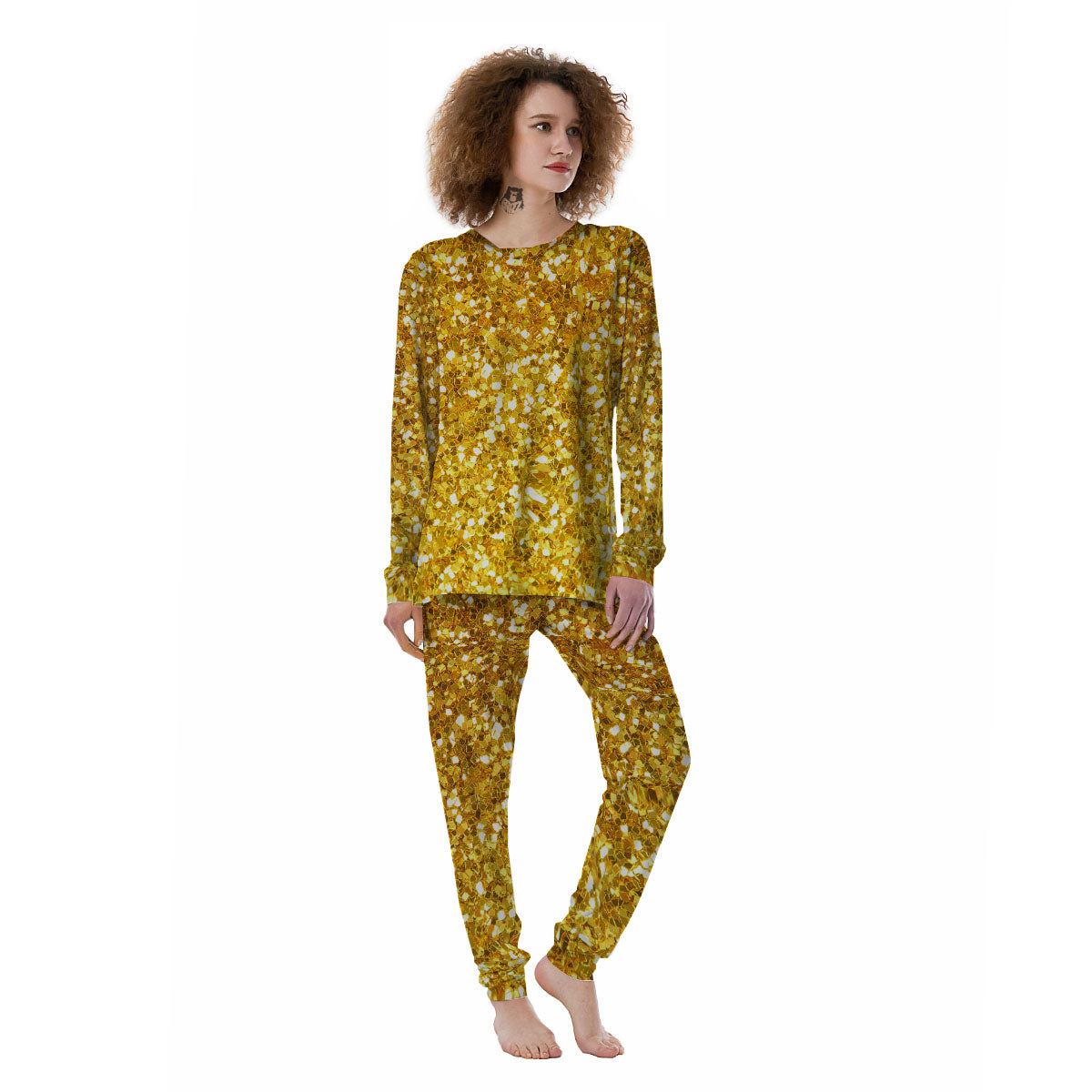 Artwork Glitter Gold Print Women's Pajamas-grizzshop