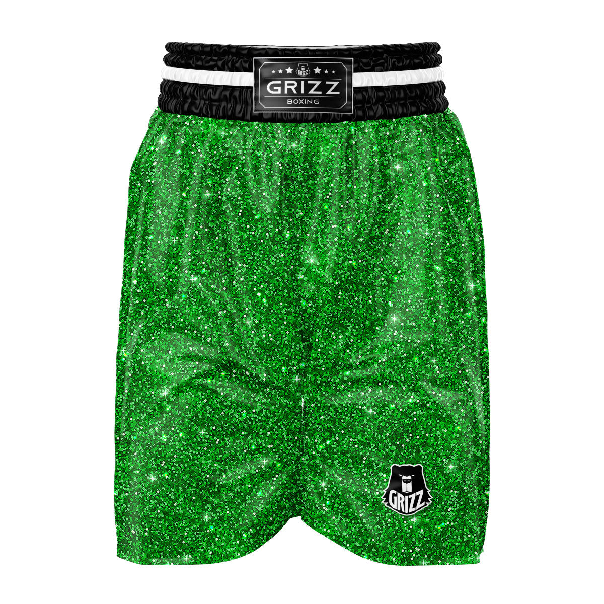 Artwork Glitter Green Print Boxing Shorts-grizzshop