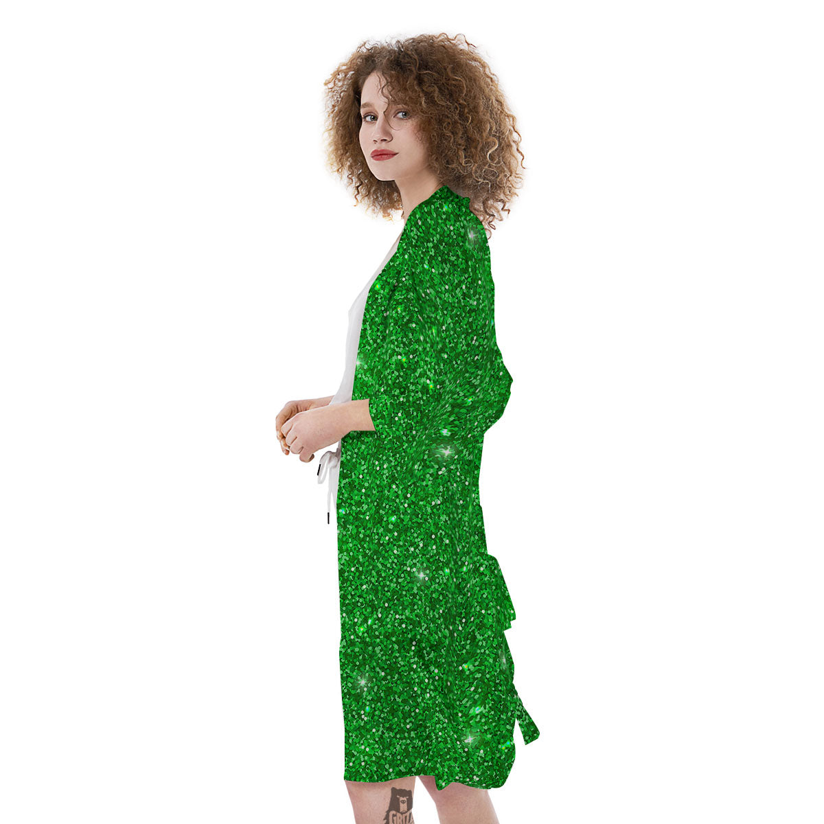 Artwork Glitter Green Print Kimono-grizzshop
