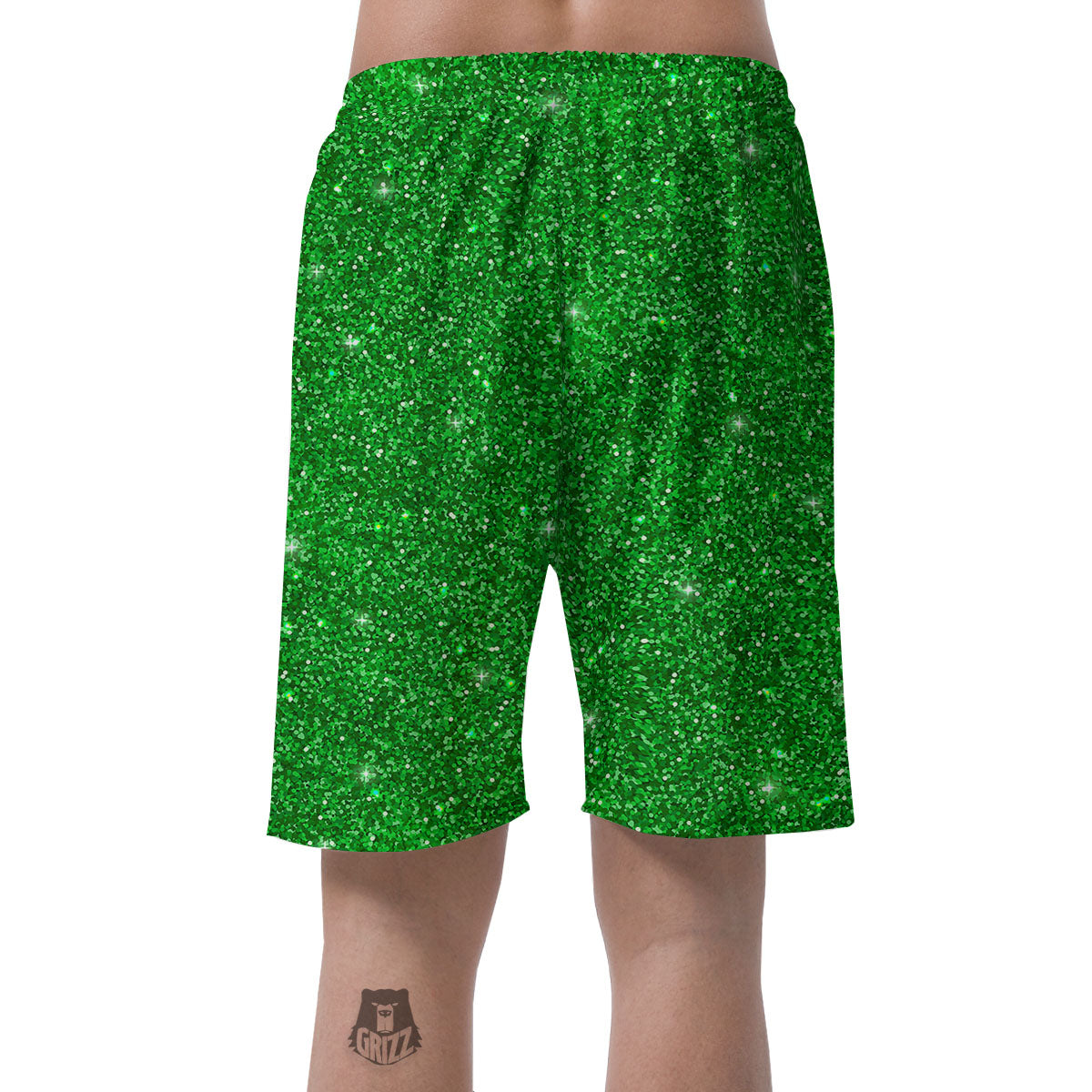 Artwork Glitter Green Print Men's Shorts-grizzshop