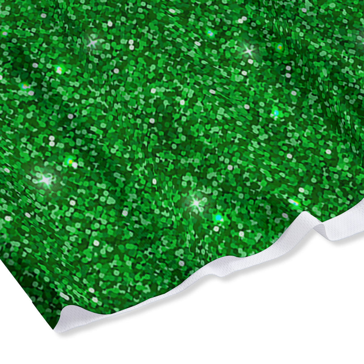 Artwork Glitter Green Print Mesh Shorts
