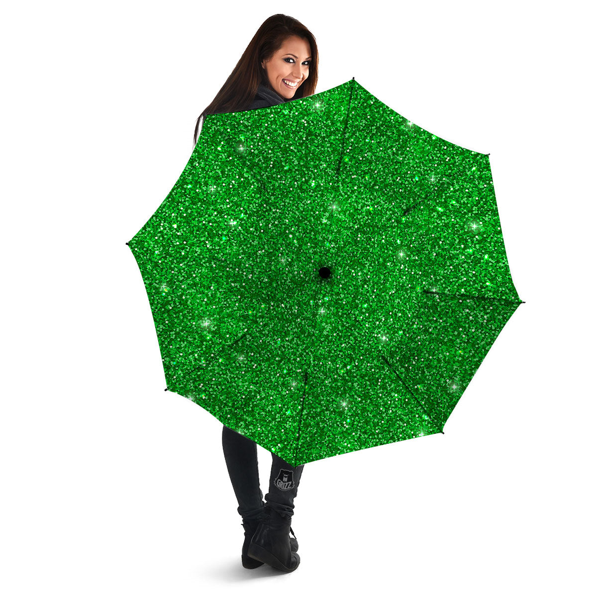 Artwork Glitter Green Print Umbrella-grizzshop