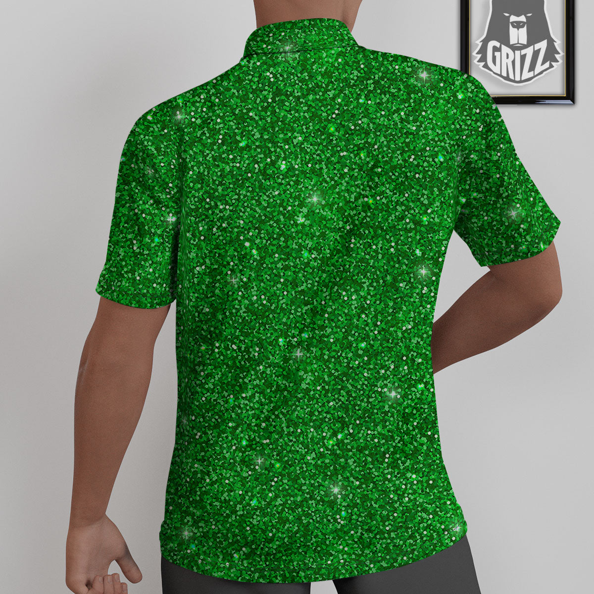 Artwork Glitter Green Print Untucked Shirts-grizzshop