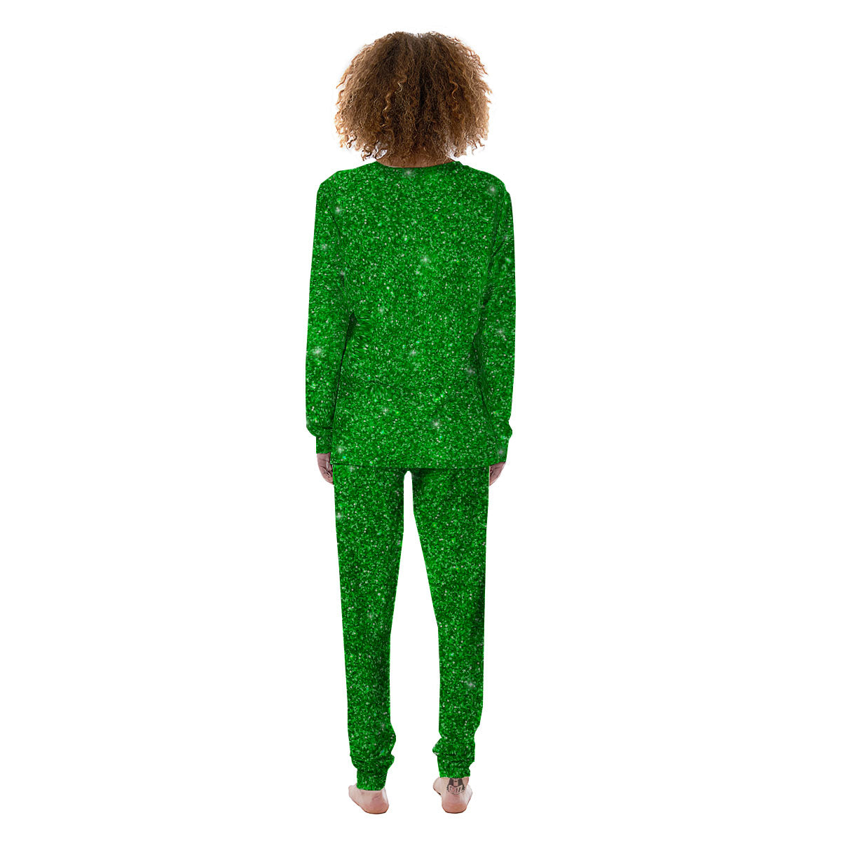 Artwork Glitter Green Print Women's Pajamas-grizzshop