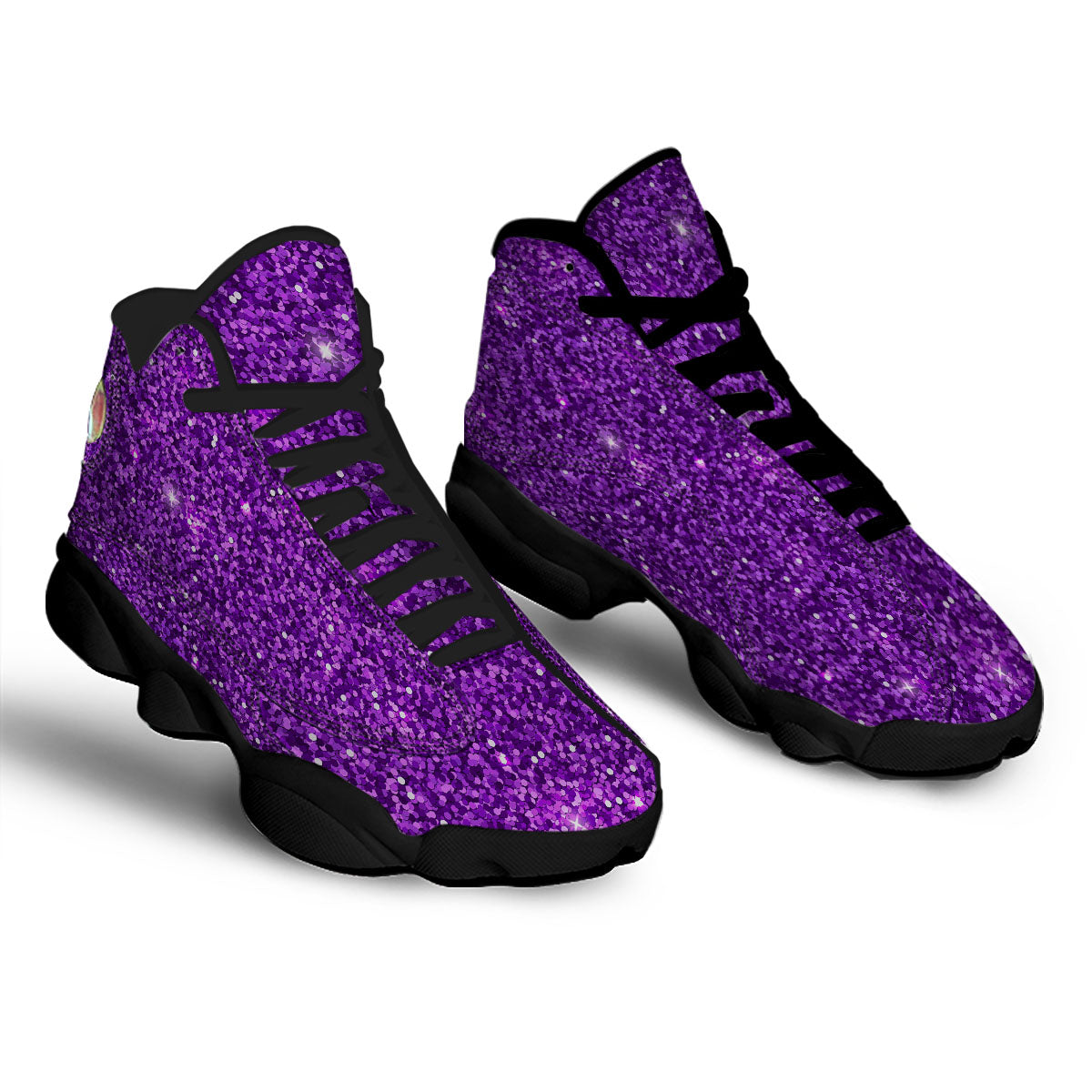 Artwork Glitter Purple Print Black Basketball Shoes-grizzshop