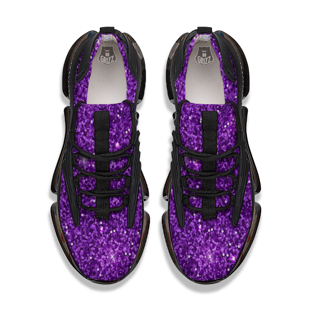 Artwork Glitter Purple Print Black Gym Shoes-grizzshop