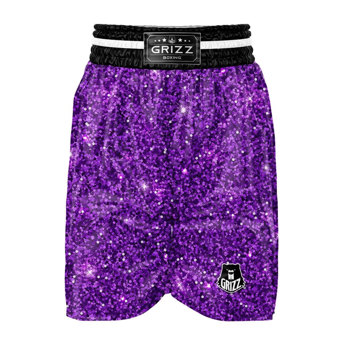 Artwork Glitter Purple Print Boxing Shorts-grizzshop