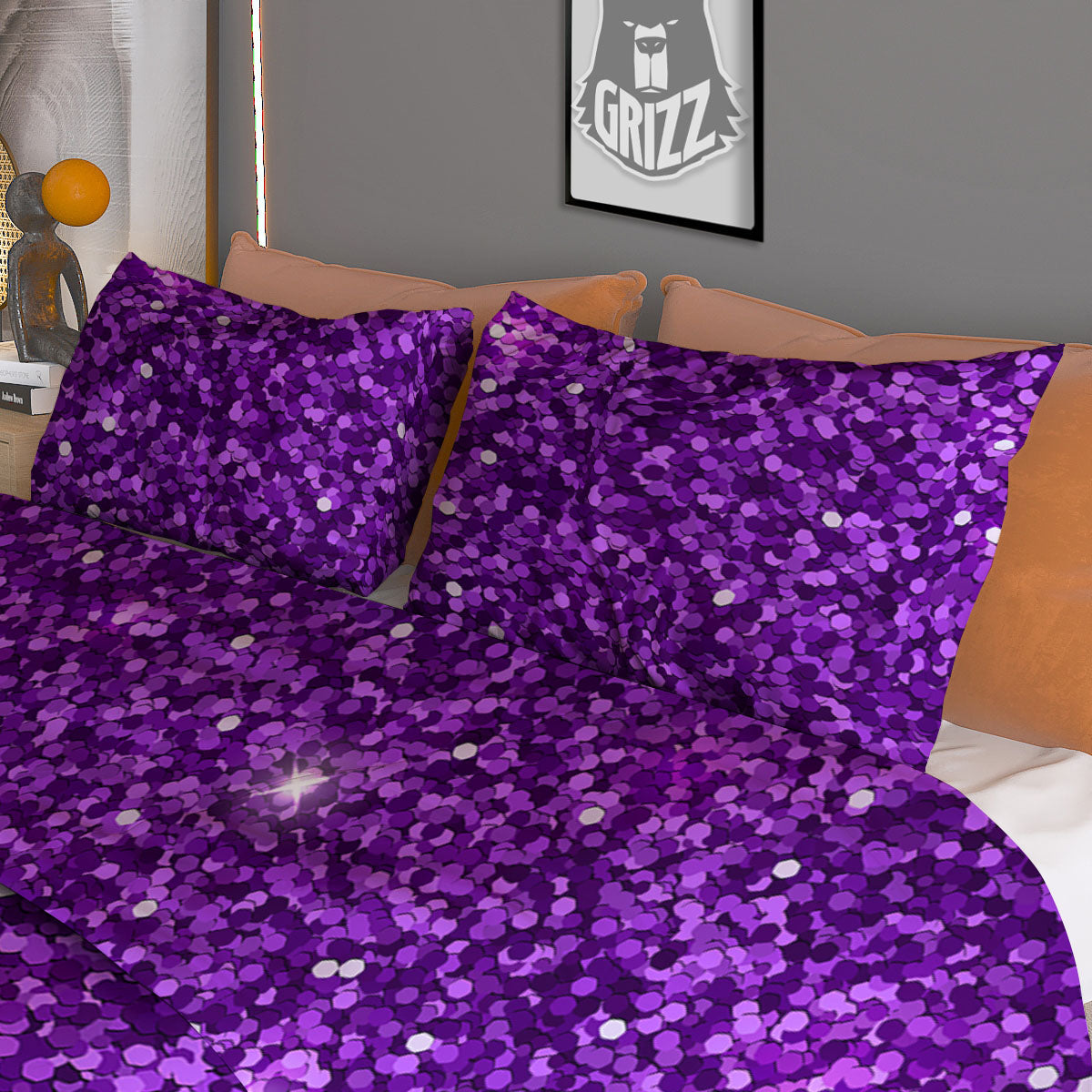 Artwork Turquoise Glitter Print Pattern Duvet Cover Bedding Set
