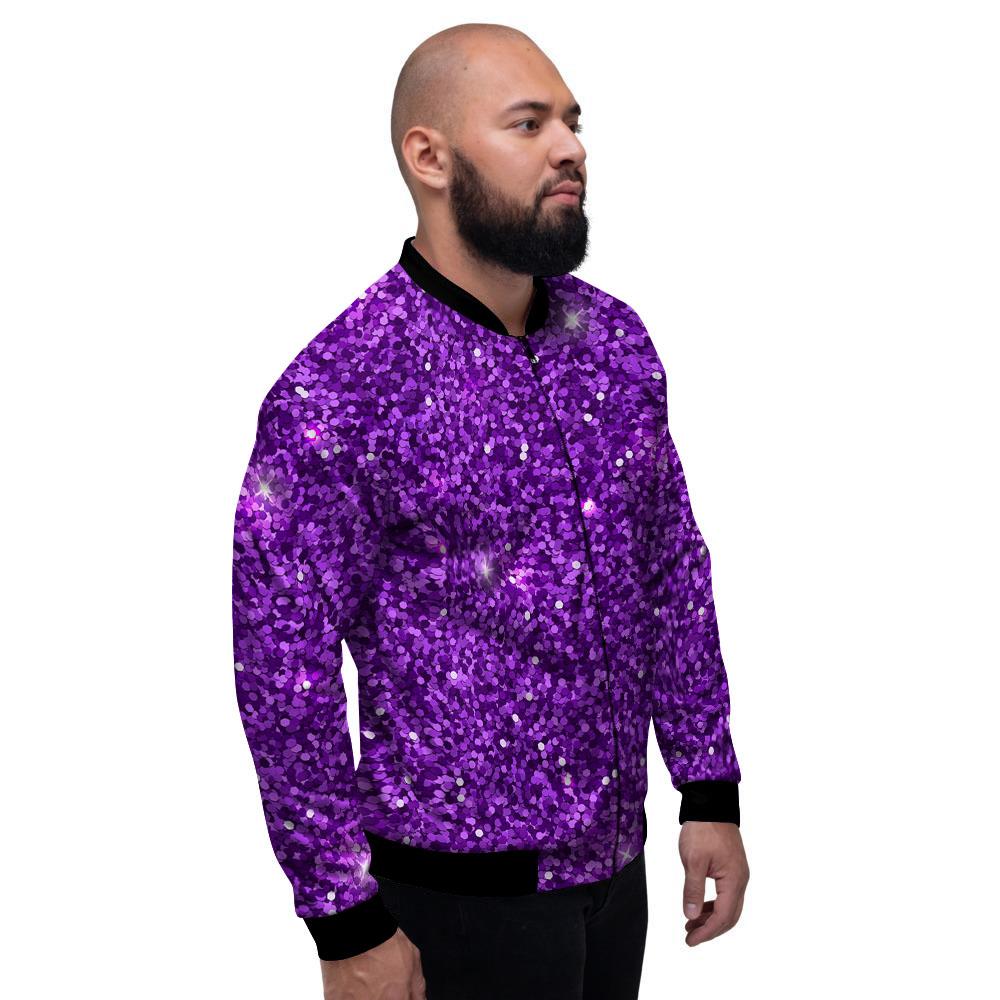 Artwork Glitter Purple Print Men's Bomber Jacket-grizzshop
