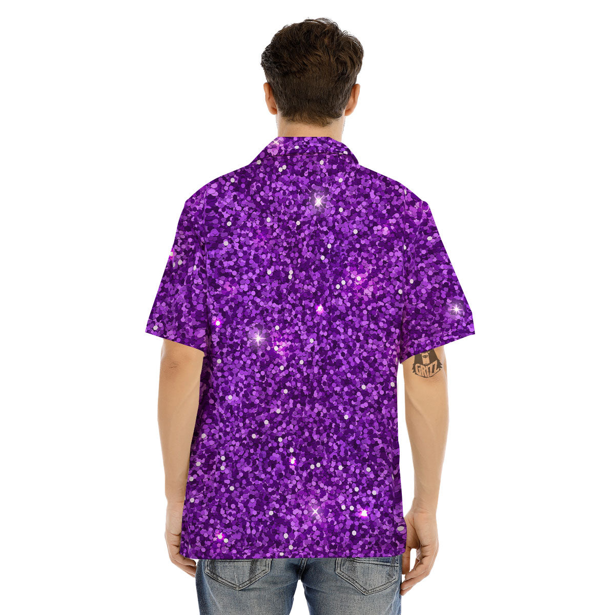 Artwork Glitter Purple Print Men's Hawaiian Shirt-grizzshop