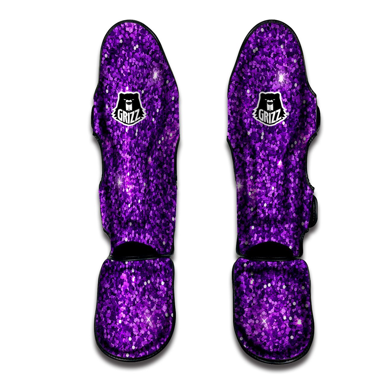 Artwork Glitter Purple Print Muay Thai Shin Guards-grizzshop