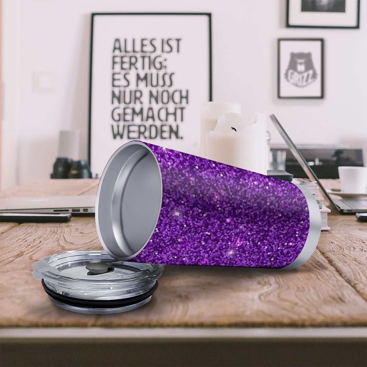 Artwork Glitter Purple Print Tumbler-grizzshop