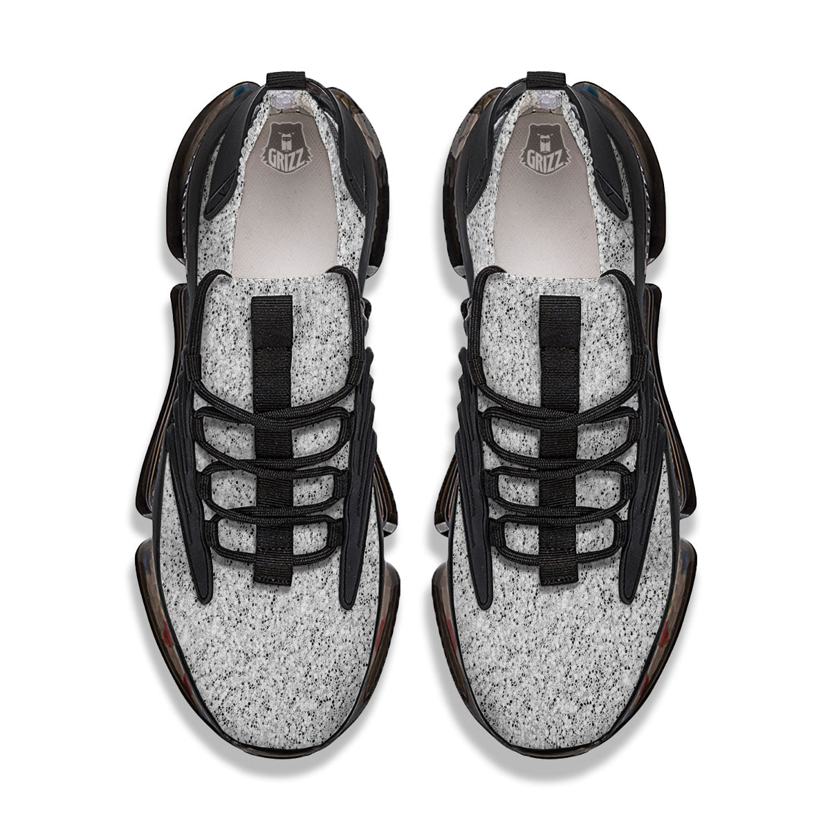 Artwork Glitter Silver Print Black Gym Shoes-grizzshop
