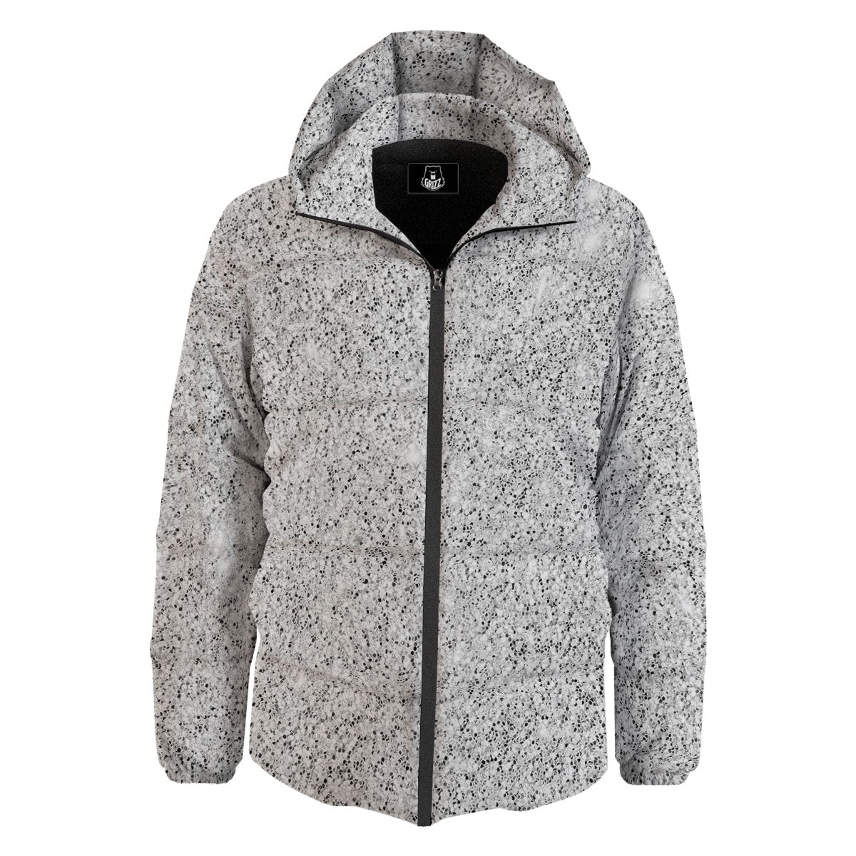 Artwork Glitter Silver Print Down Jacket-grizzshop