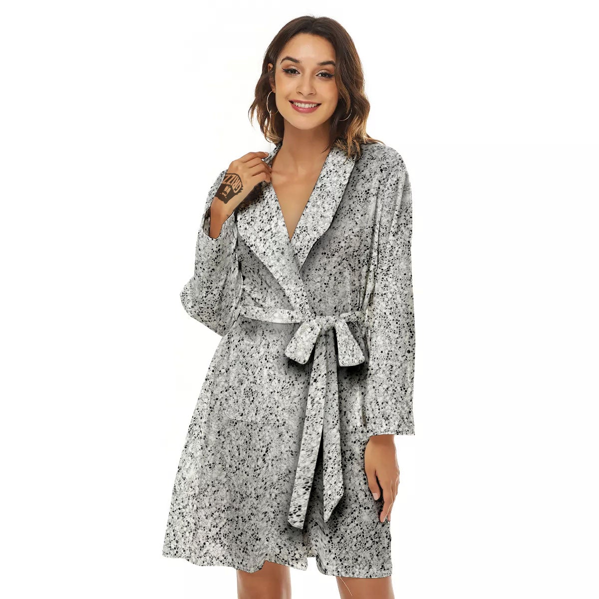 Artwork Glitter Silver Print Women's Robe-grizzshop