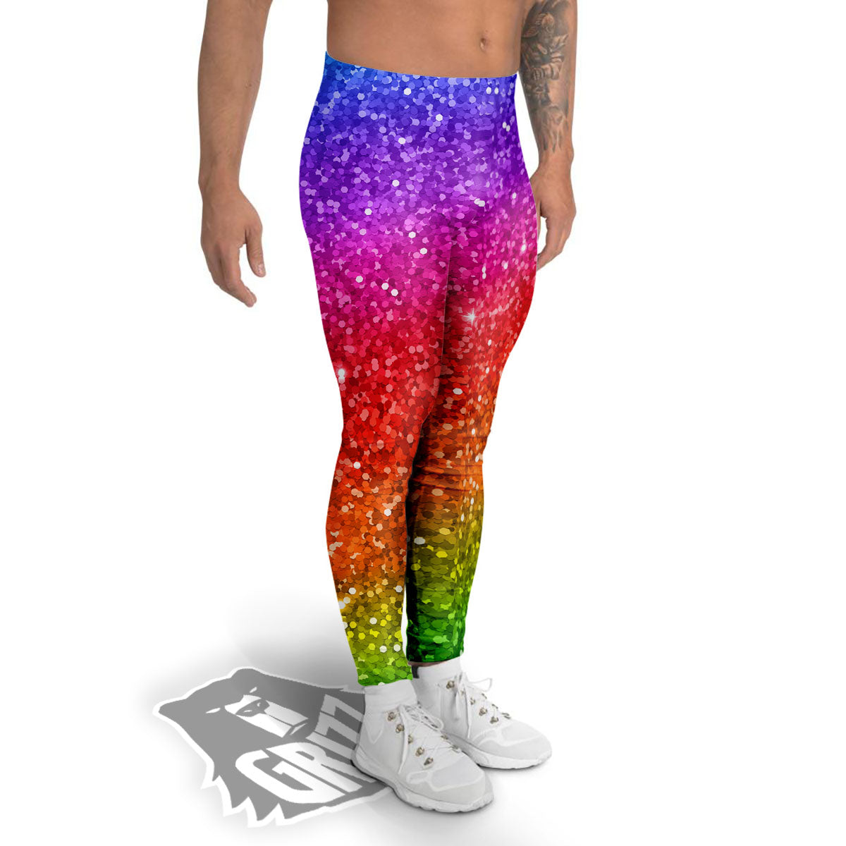 Artwork Rainbow Glitter Print Men's Leggings-grizzshop