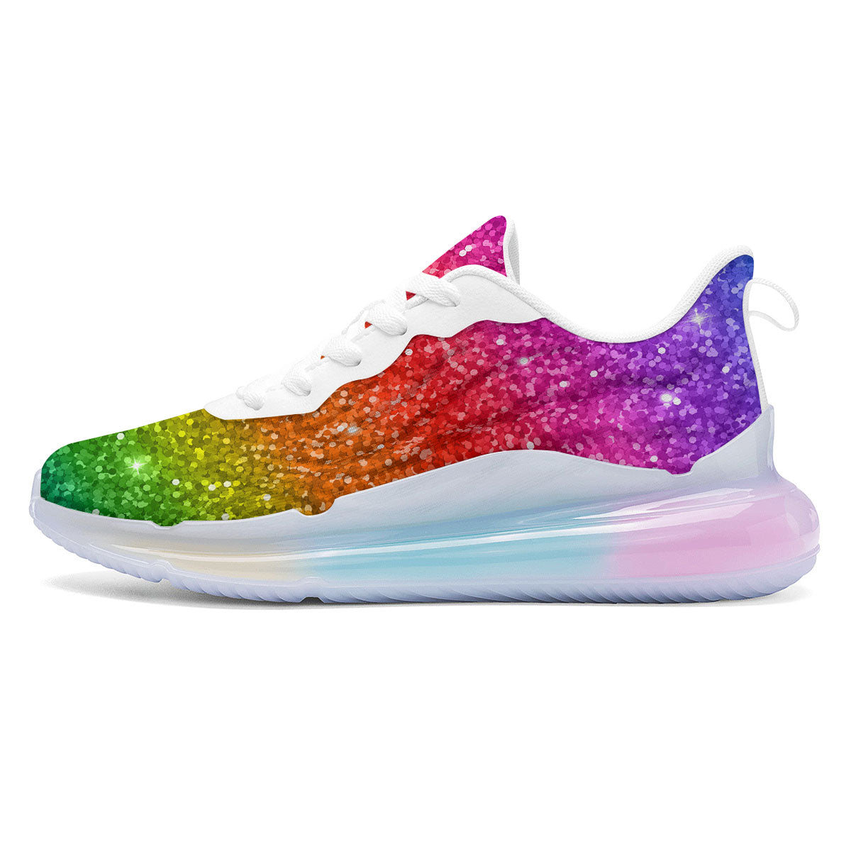 Artwork Rainbow Glitter Print Running Sneakers-grizzshop