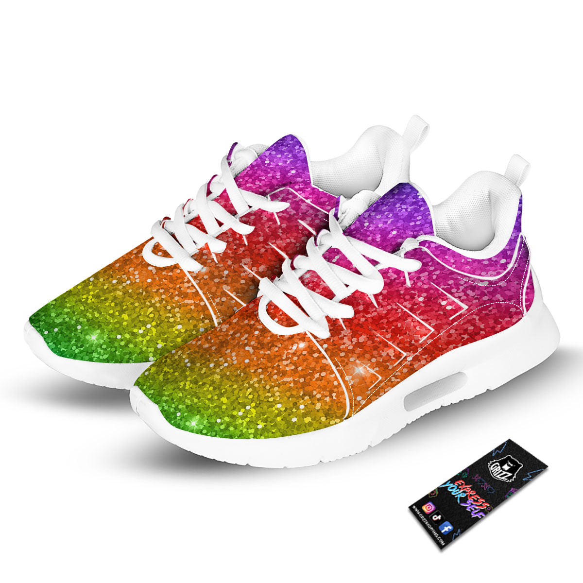 Artwork Rainbow Glitter Print Tennis Shoes-grizzshop