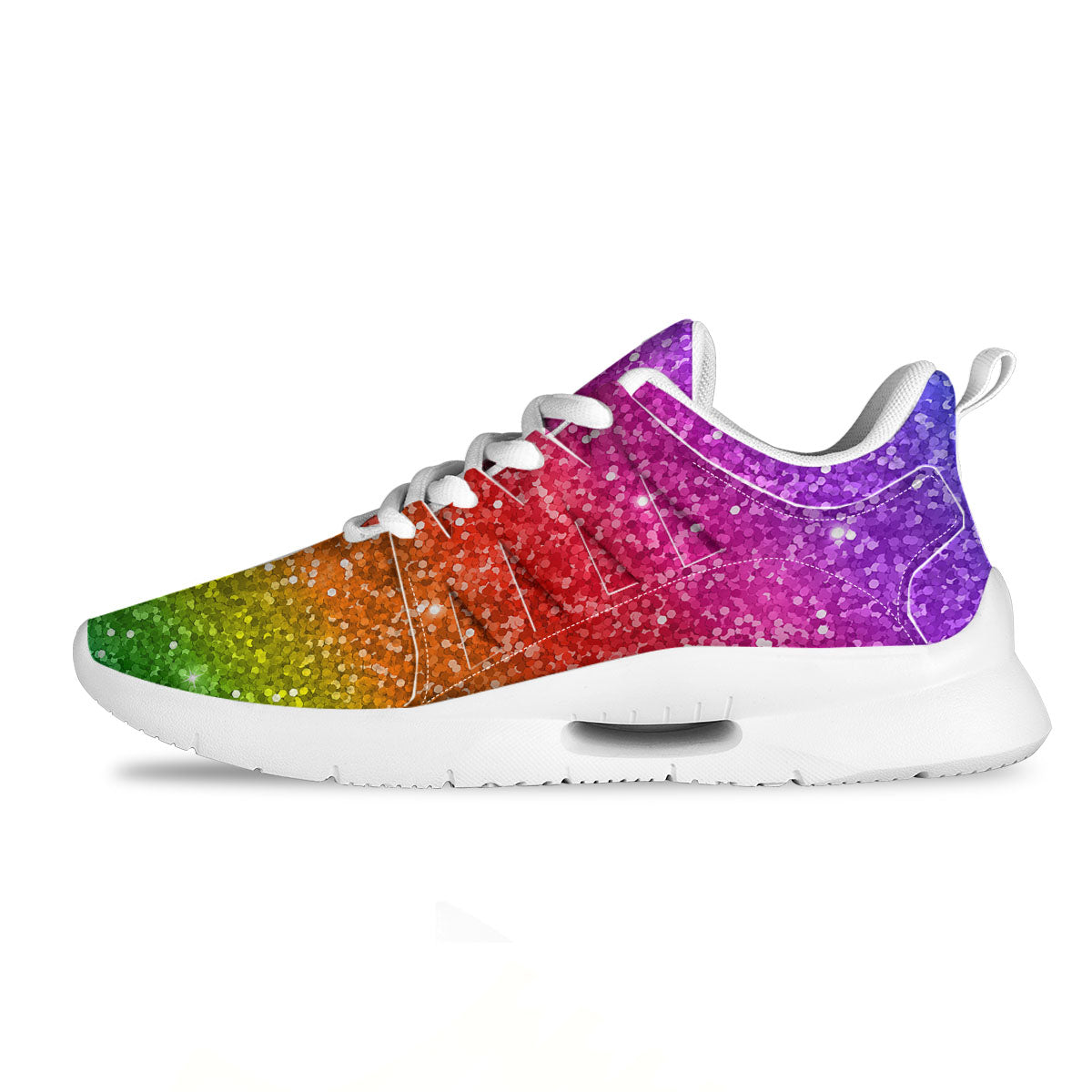 Artwork Rainbow Glitter Print Tennis Shoes-grizzshop