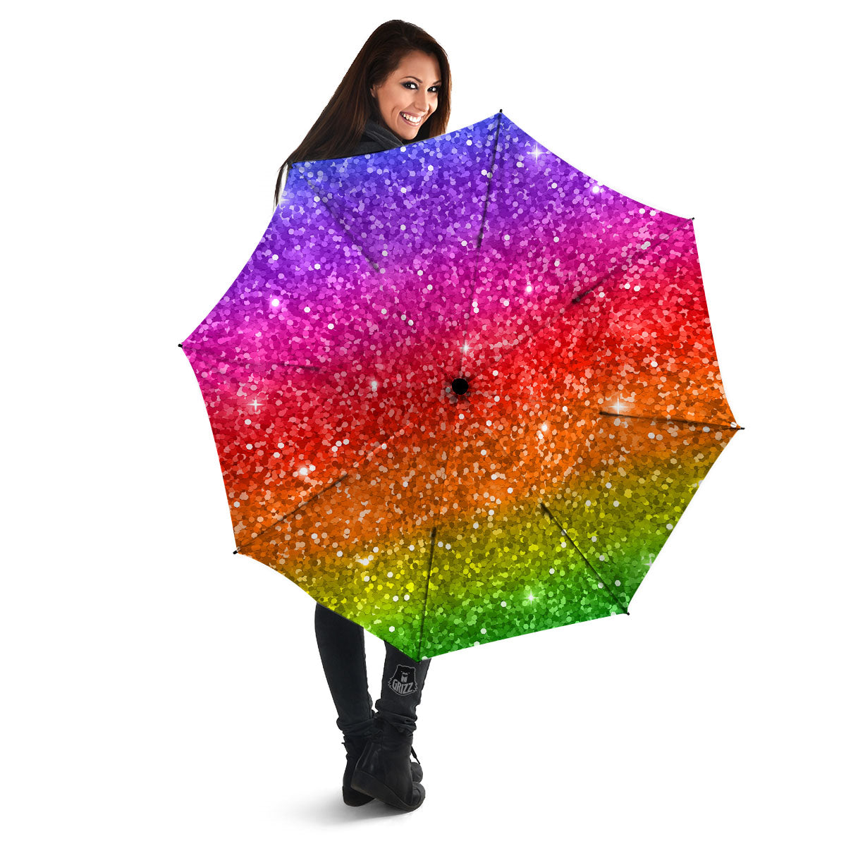 Artwork Rainbow Glitter Print Umbrella-grizzshop