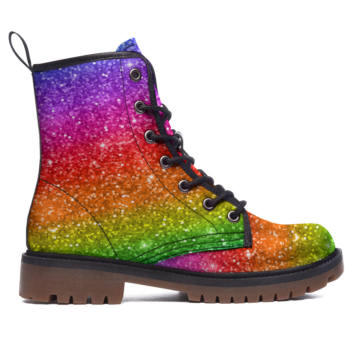 Artwork Rainbow Glitter Print Work Boots-grizzshop