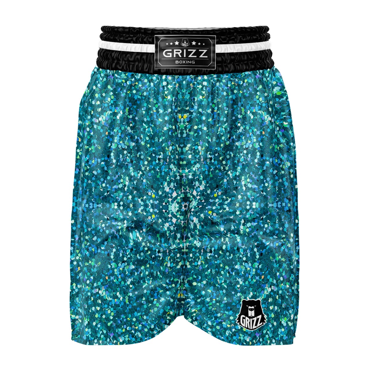 Artwork Teal Glitter Print Pattern Boxing Shorts-grizzshop
