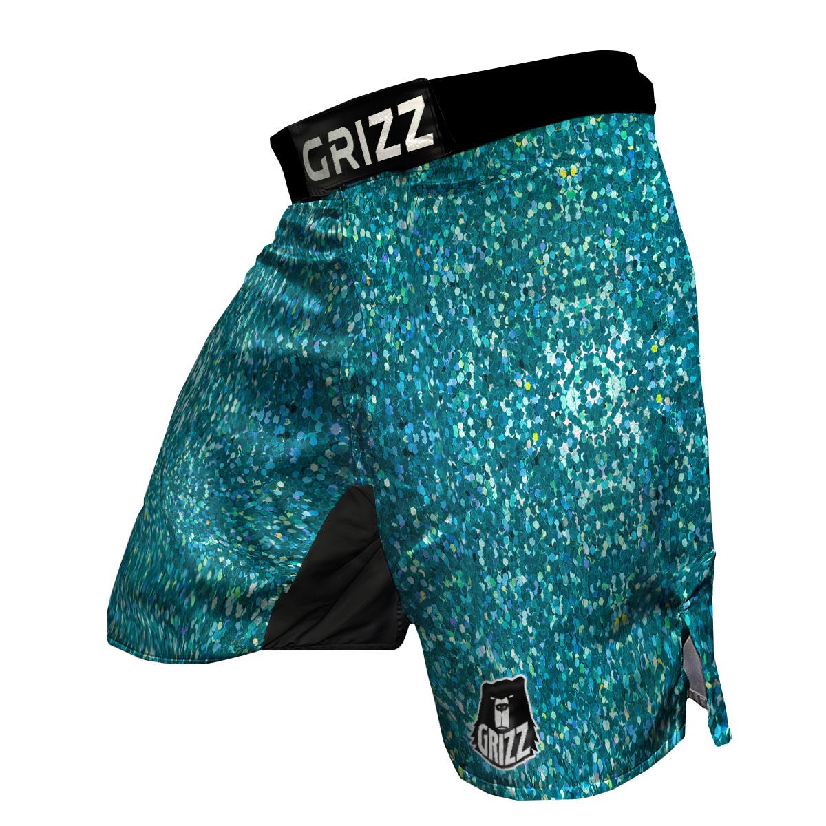 Artwork Teal Glitter Print Pattern MMA Shorts-grizzshop