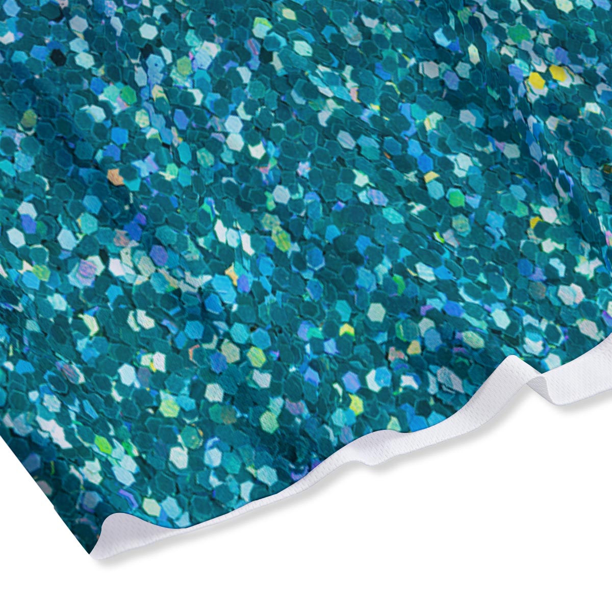 Artwork Teal Glitter Print Pattern Mesh Shorts