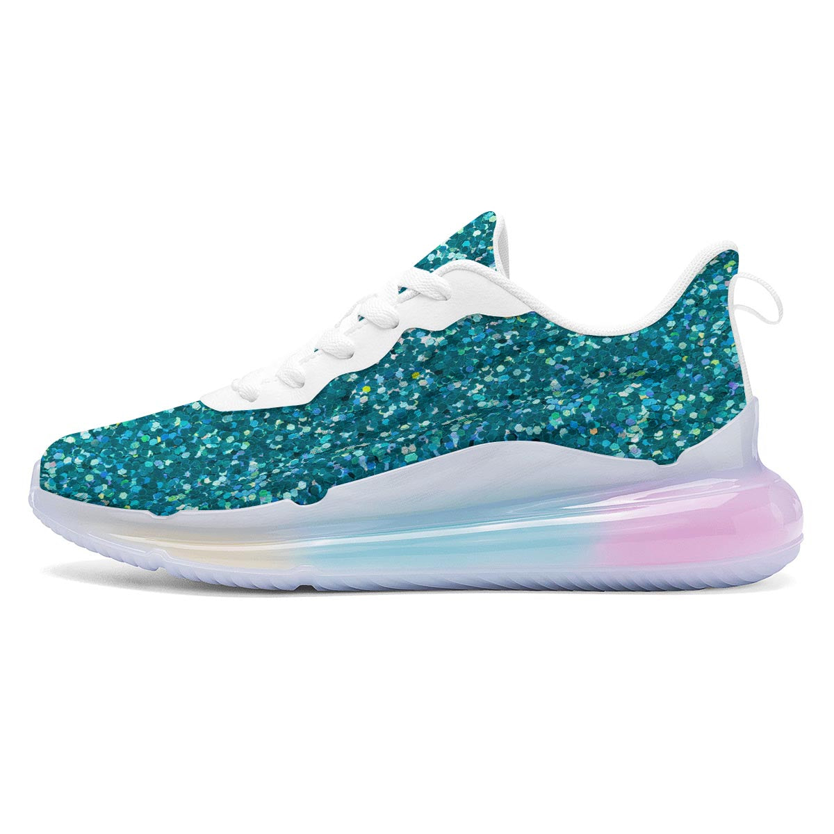 Artwork Teal Glitter Print Pattern Running Sneakers-grizzshop