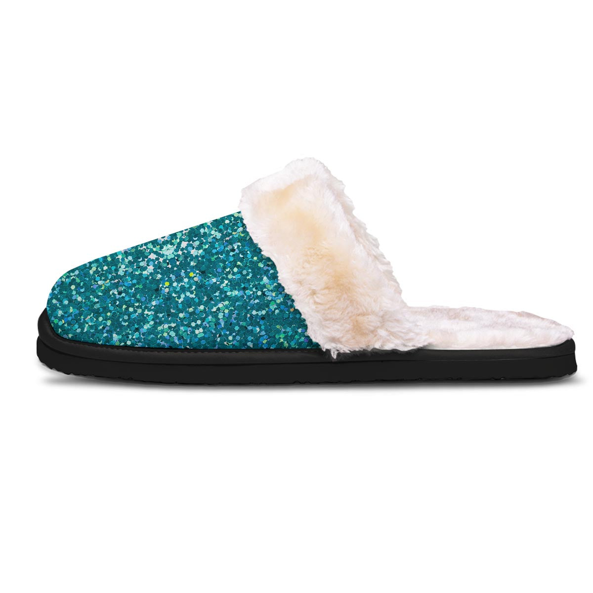 Artwork Teal Glitter Print Pattern Slippers-grizzshop