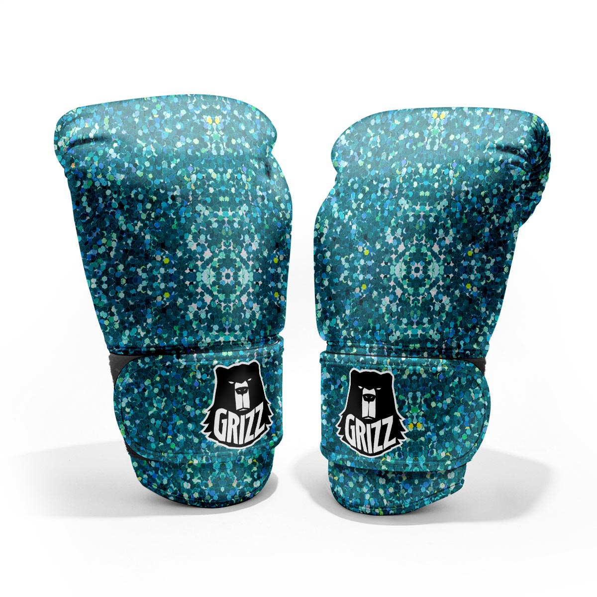 Artwork Teal Glitter Print Pattern Pro Boxing Glove