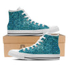 Artwork Teal Glitter Print Pattern White High Top Shoes-grizzshop
