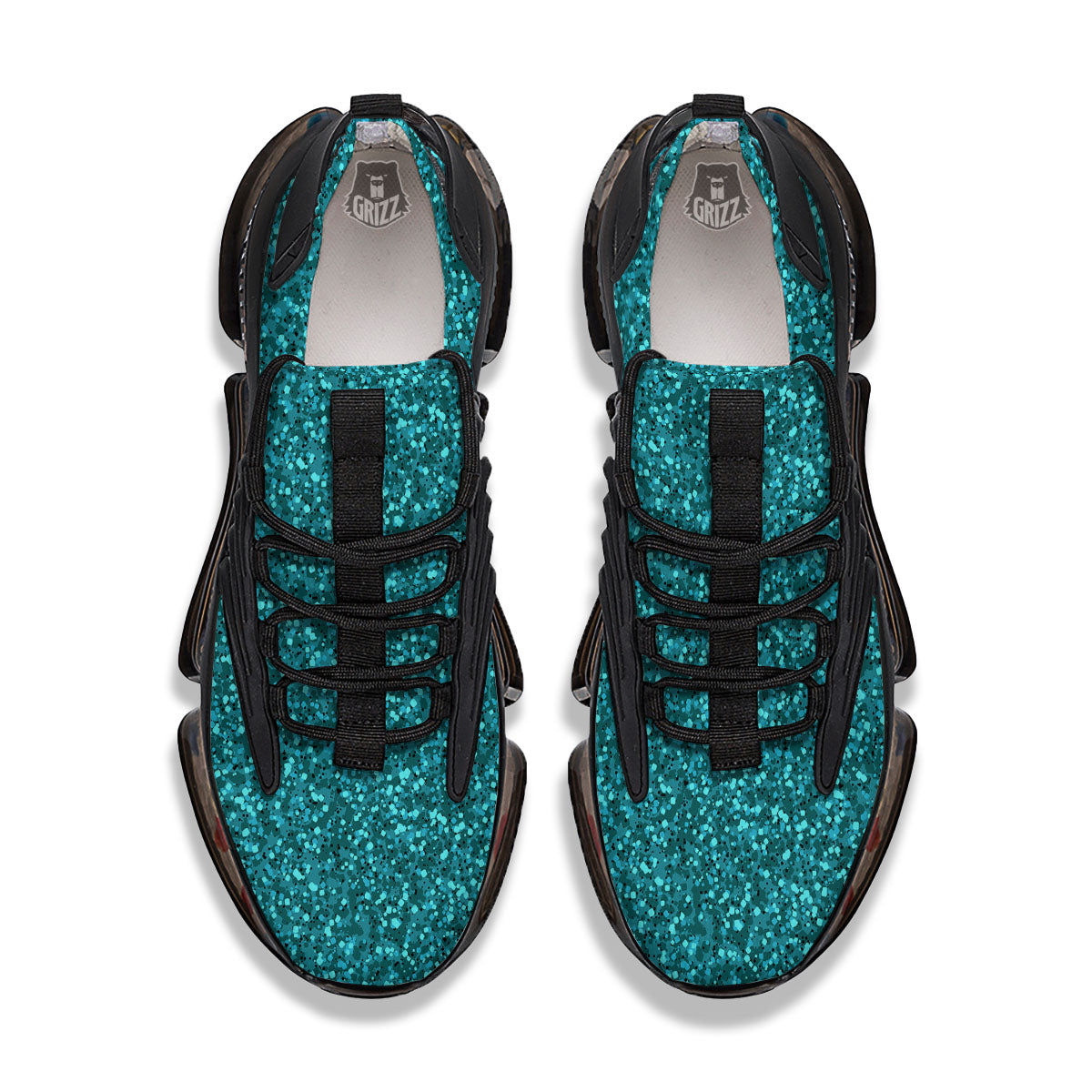 Artwork Turquoise Glitter Print Pattern Black Gym Shoes-grizzshop