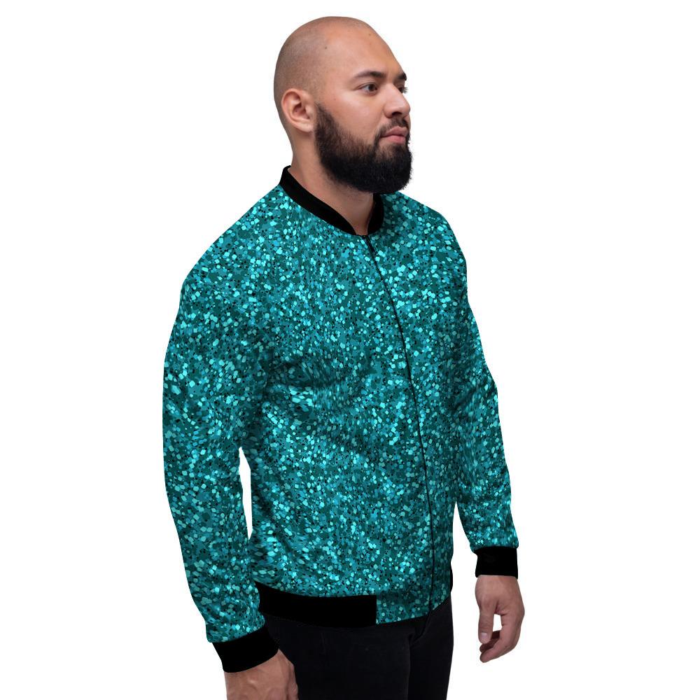Artwork Turquoise Glitter Print Pattern Men's Bomber Jacket-grizzshop