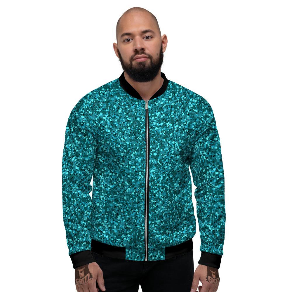 Artwork Turquoise Glitter Print Pattern Men's Bomber Jacket-grizzshop