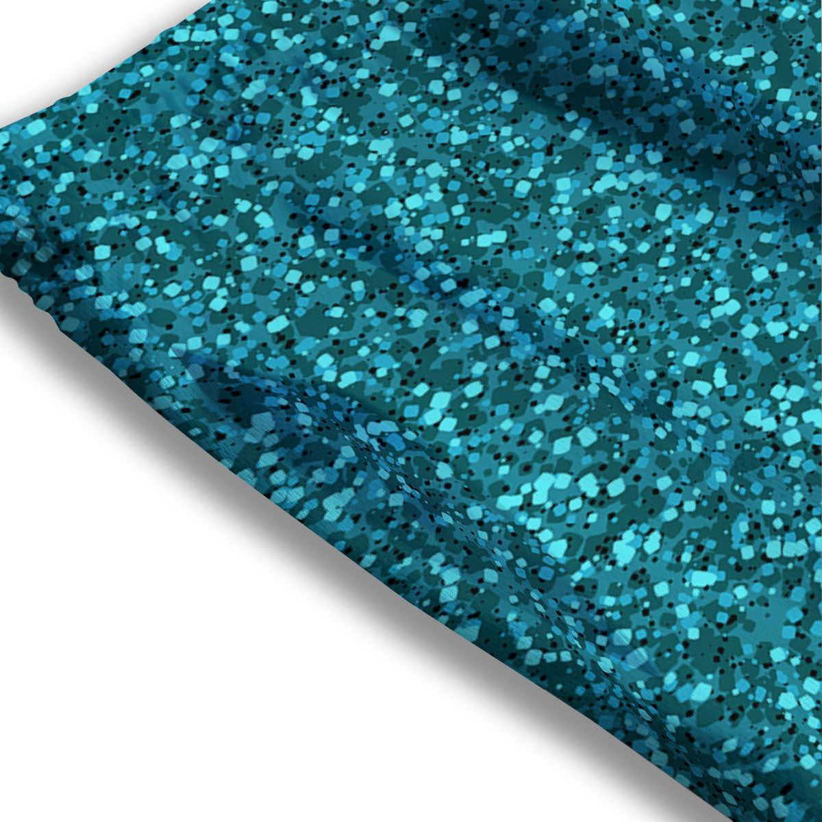 Artwork Turquoise Glitter Print Pattern Mesh Shorts